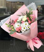 Букет цветов из:  Розы, Лизиантусы и Хризантемы в Дьяченково